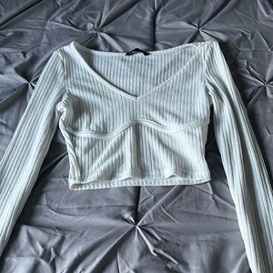 size extra small white long sleeve shirt from SHEIN.